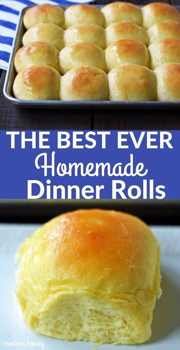 The BEST EVER Homemade Dinner Rolls. How to make perfect homemade rolls at home. Tips and tricks to make the best homemade rolls. www.modernhoney.com
