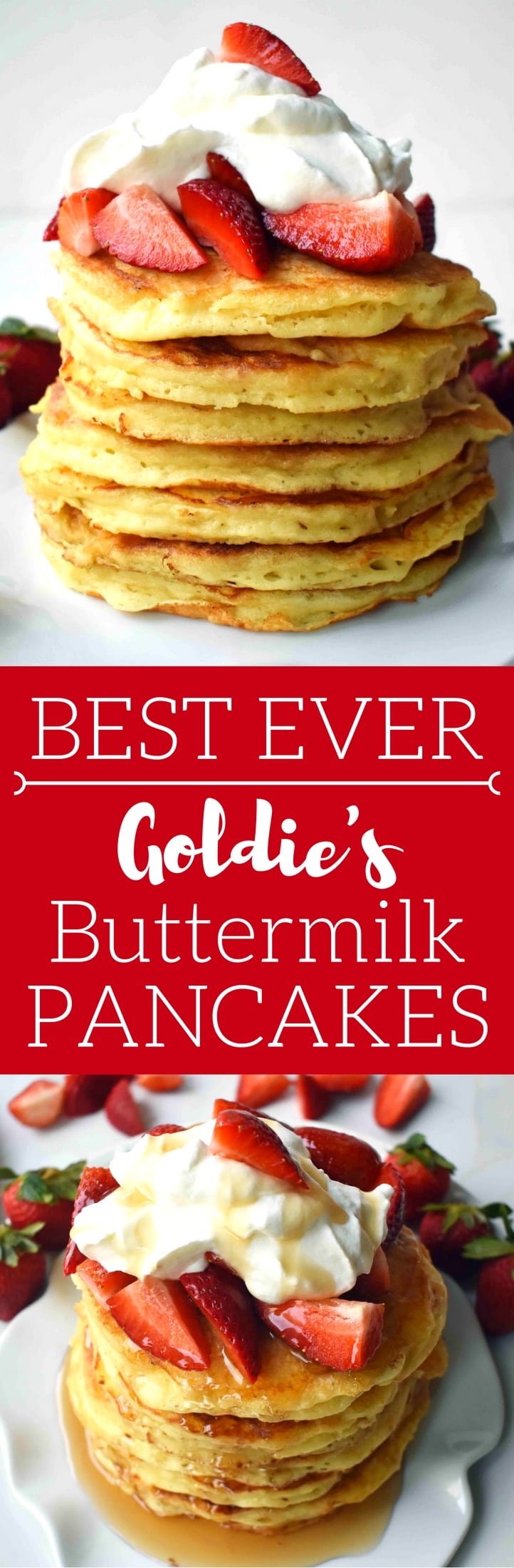 Goldie's Best Buttermilk Pancakes. Tender, soft, fluffy and buttery buttermilk pancakes. www.modernhoney.com