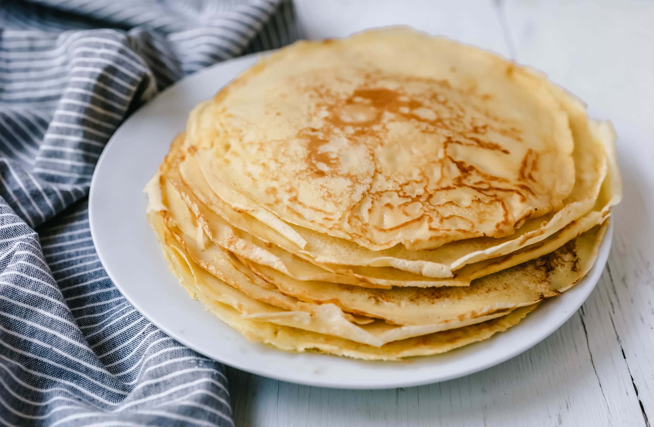 The Best Crepes Recipe. An easy homemade crepe recipe made with simple ingredients -- milk, flour, eggs, sugar, water, and butter. Simple 6-ingredient crepe recipe! 