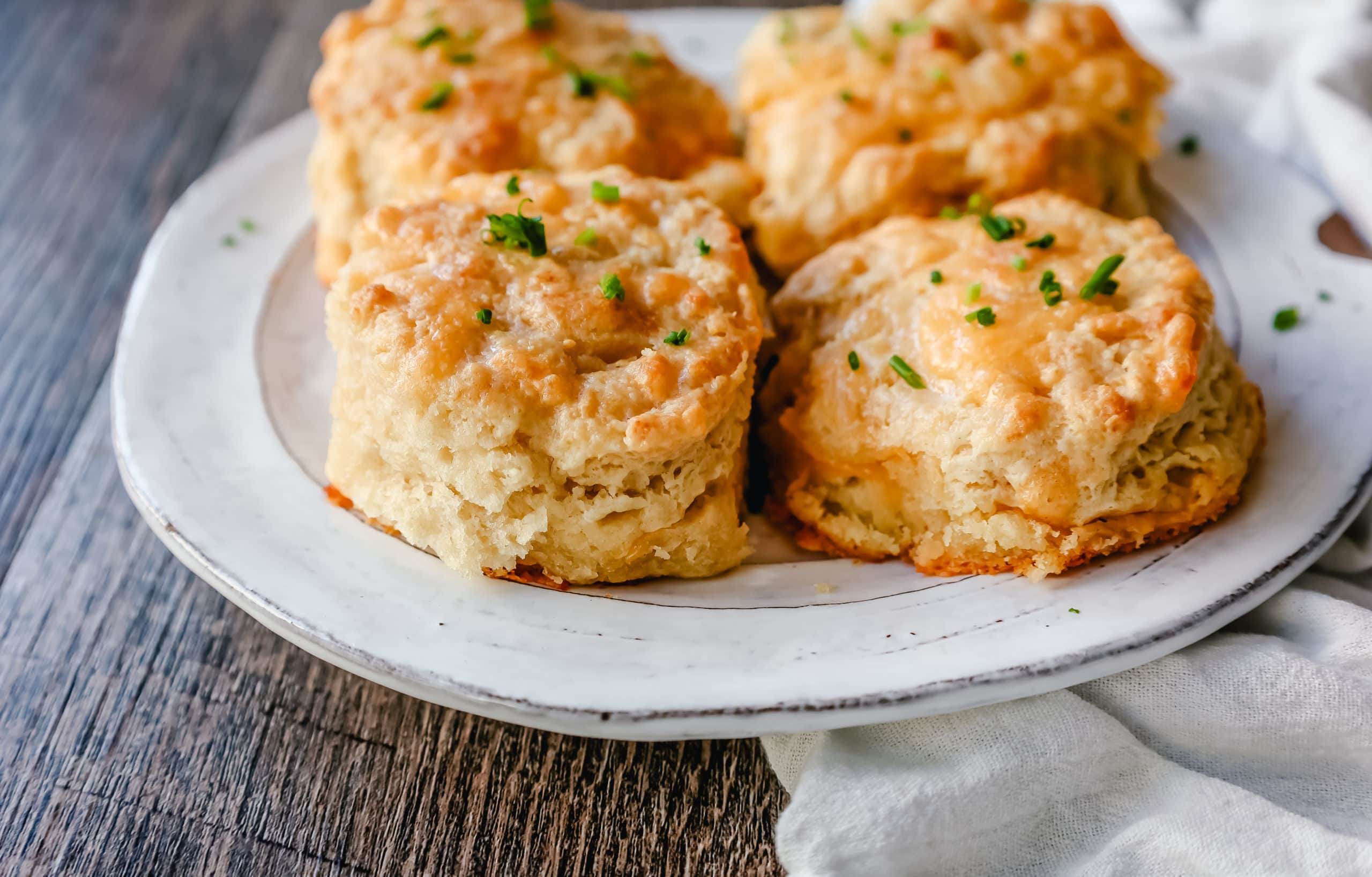 Homemade Cheesy Garlic Biscuits Light, fluffy, buttery homemade biscuits with cheddar cheese and garlic. These are the perfect homemade biscuit!