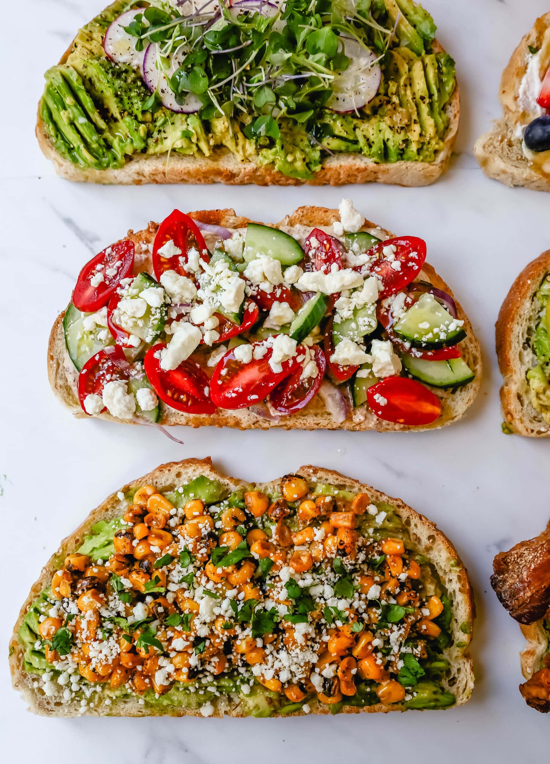 Gourmet Toast Ideas are perfect for quick lunches or for serving at a party. Avocado Toast topping ideas and suggestions for what to put on top of avocado toast. 