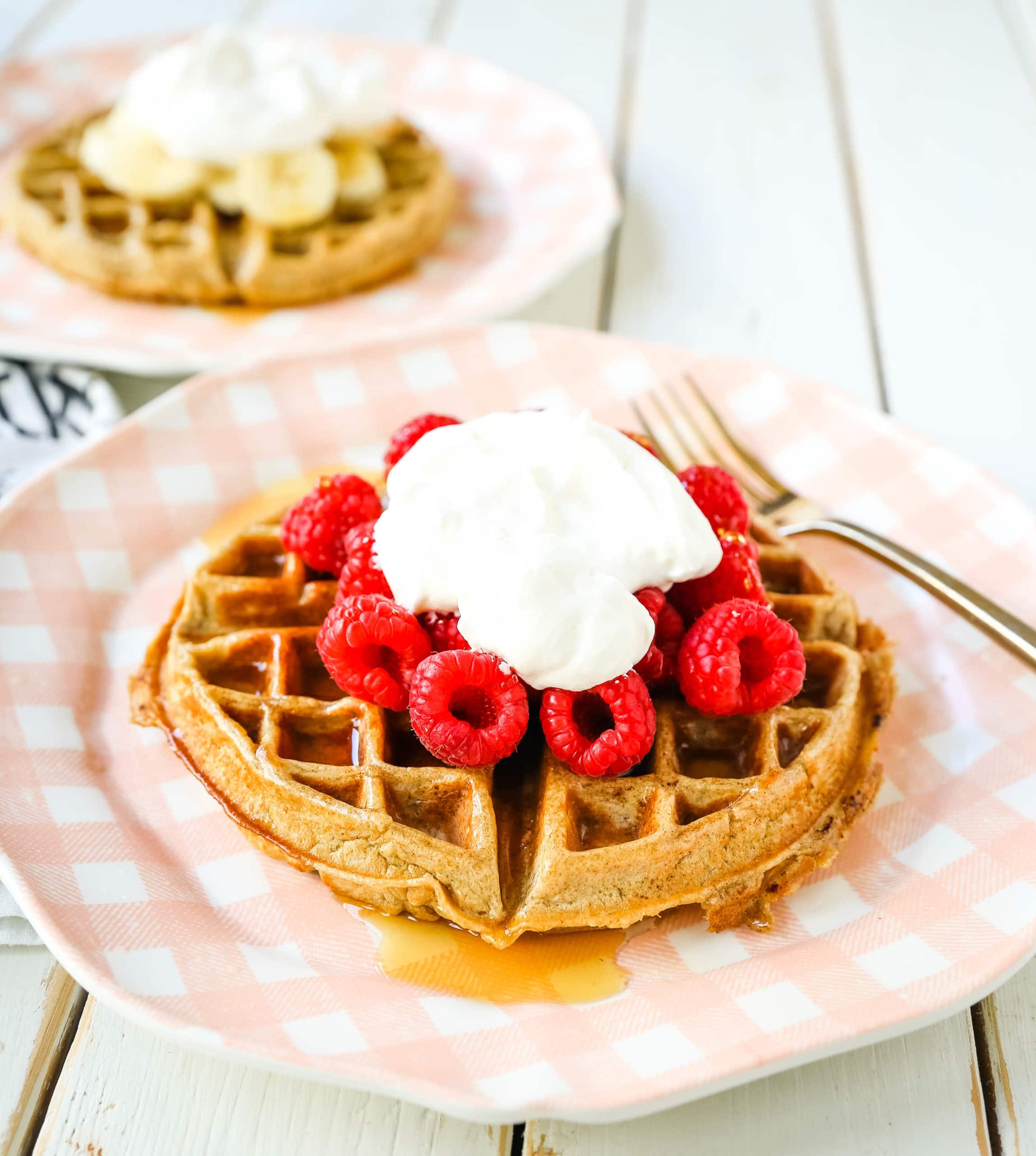 Healthy Gluten-Free Banana Oat Waffles Gluten-Free, Dairy-Free, and Refined-Sugar Free Waffles and you won't even miss it! These waffles give you the energy you need to start your day! #glutenfree #dairyfree #waffles #healthy #breakfast