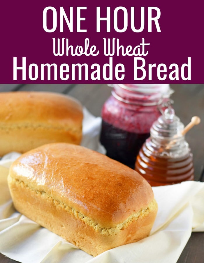 One Hour Whole Wheat Bread Recipe. How to make perfect homemade bread in one hour. Tips and tricks for making the best homemade bread. www.modernhoney.com #homemadebread #bread #wholewheatbread
