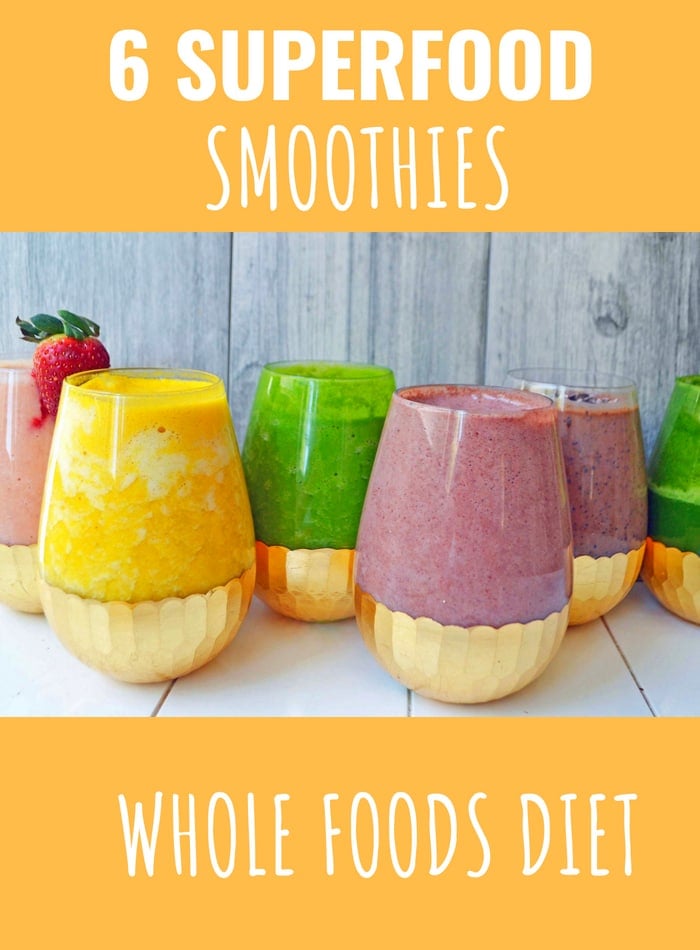6 Superfood Smoothie Recipes. HEALTHY Smoothie Recipes. A whole foods diet to possibly help autoimmune diseases. www.modernhoney.com #smoothies #smoothie #smoothierecipes